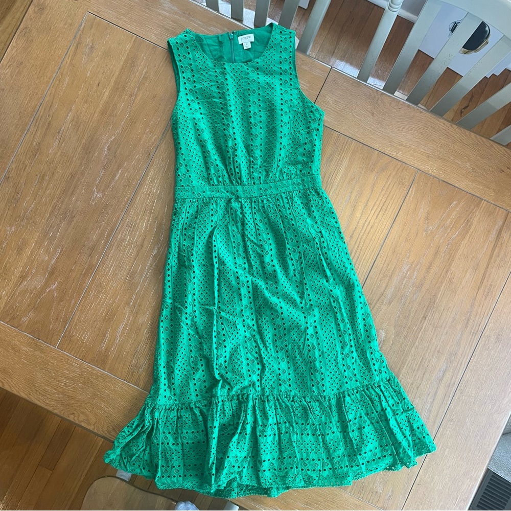 J.Crew Factory Green Eyelet Dress Size 2